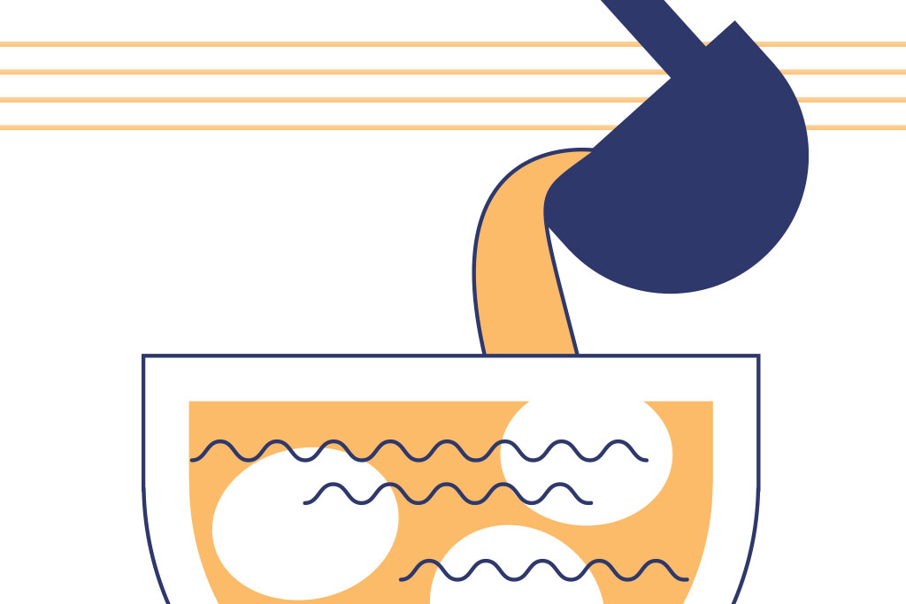 Graphic image of matza ball soup.