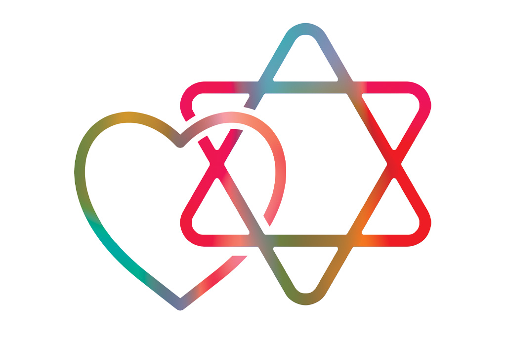 A heart and jewish star animated icon interlinked.