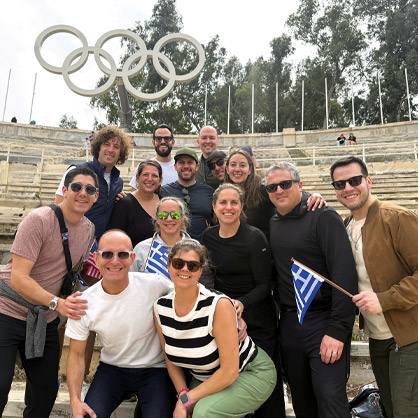 The Chicago group at the Panathenaic Stadium in Athens, Greece.