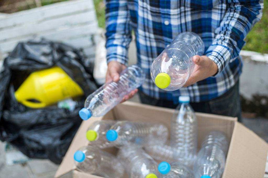 A photo of plastic water bottles
