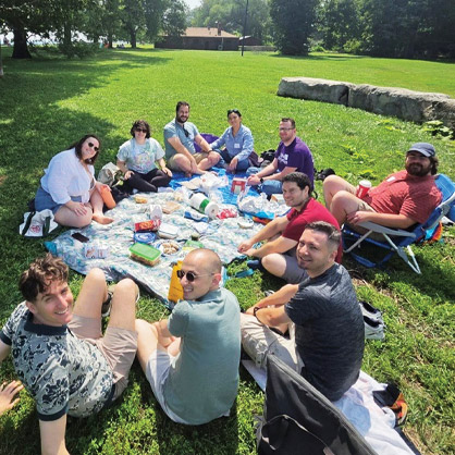 A group of YLD's Russian-Speaking Jewish Committee at a picnic.