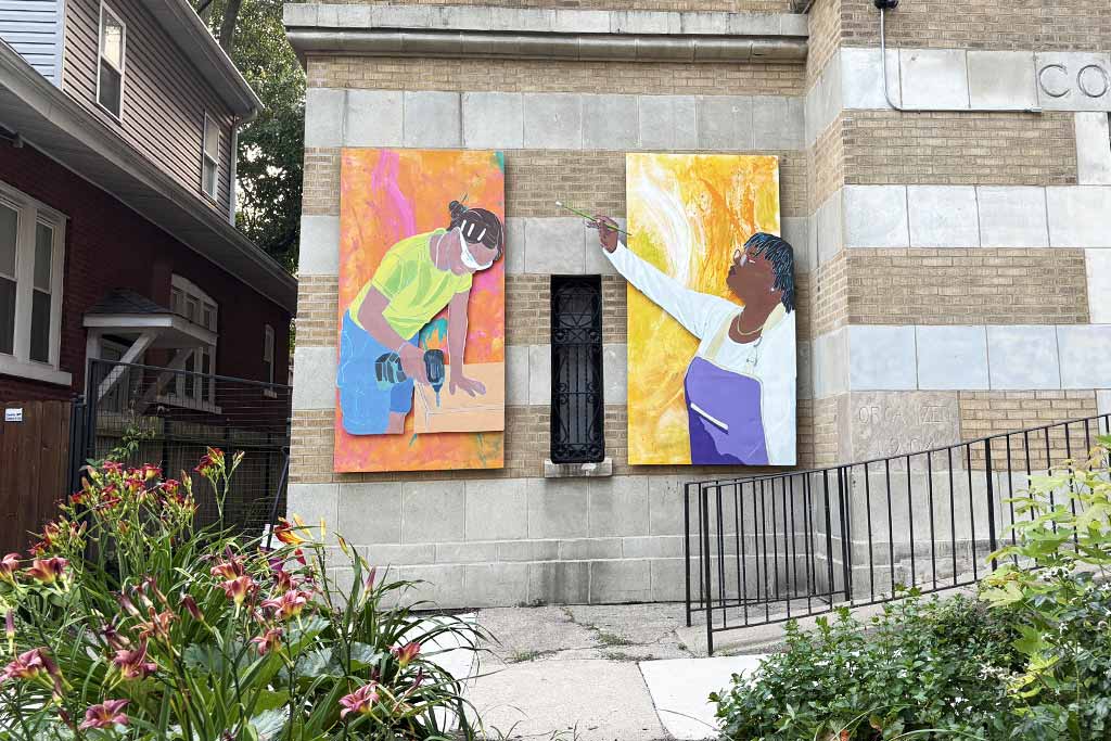 A photo of an outdoor art installation at Narrow Bridge Art Club.