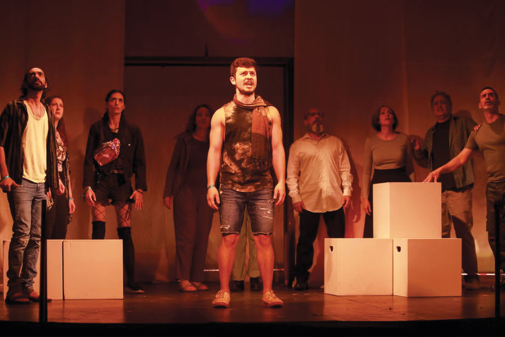 A photo of a A scene from a past production of October 7, a verbatim play by Phelim McAleer and Ann McElhinney.